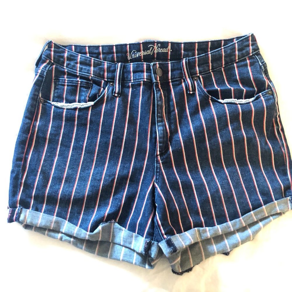 Universal Thread Red and White Stripe Denim Shorts